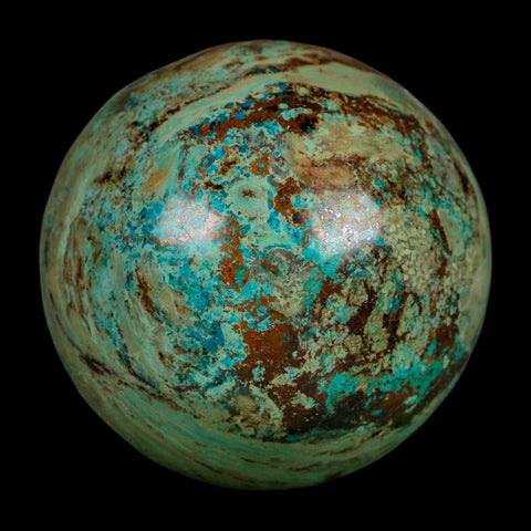XL 59MM Polished Chrysocolla And Malachite Mineral Sphere Peru - Fossil Age Minerals