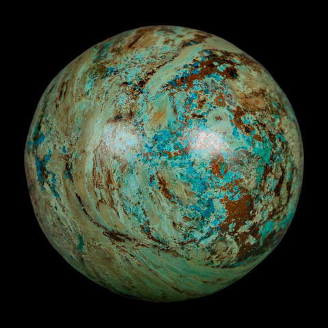 XL 59MM Polished Chrysocolla And Malachite Mineral Sphere Peru - Fossil Age Minerals