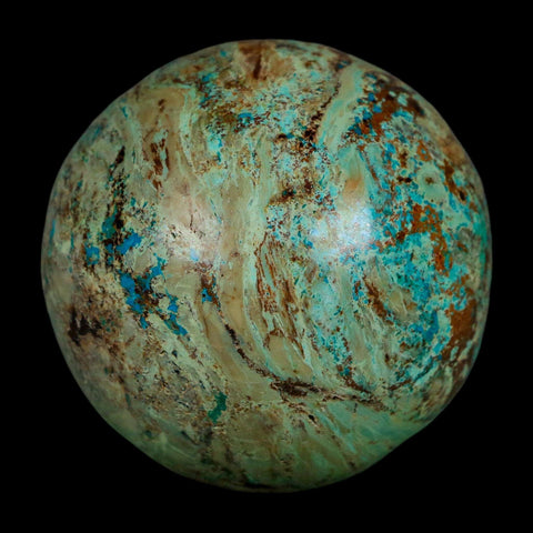 XL 59MM Polished Chrysocolla And Malachite Mineral Sphere Peru - Fossil Age Minerals