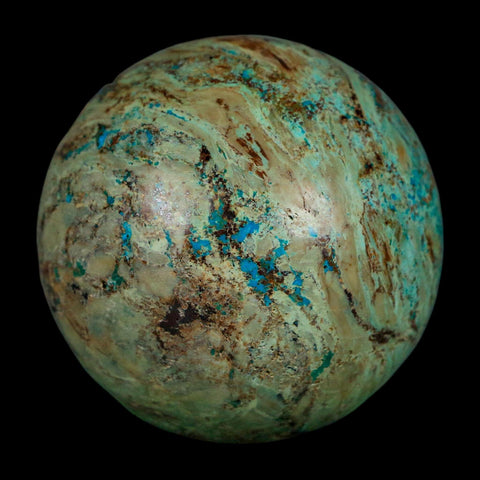 XL 59MM Polished Chrysocolla And Malachite Mineral Sphere Peru - Fossil Age Minerals