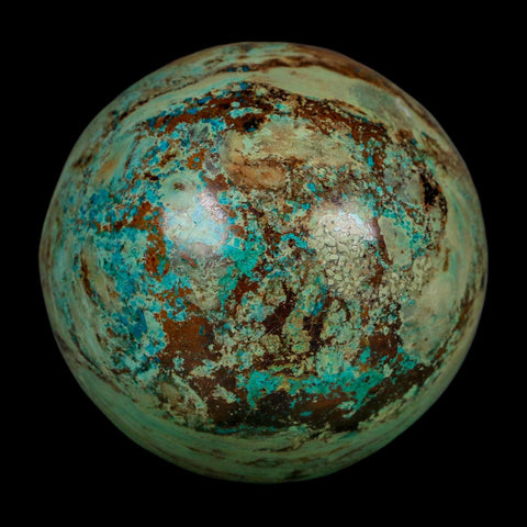 XL 59MM Polished Chrysocolla And Malachite Mineral Sphere Peru - Fossil Age Minerals