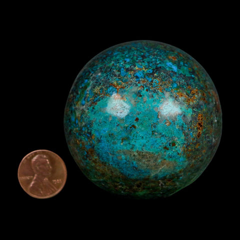 XL 59MM Polished Chrysocolla And Malachite Mineral Sphere Peru - Fossil Age Minerals