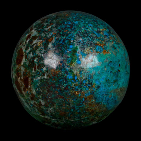 XL 59MM Polished Chrysocolla And Malachite Mineral Sphere Peru - Fossil Age Minerals