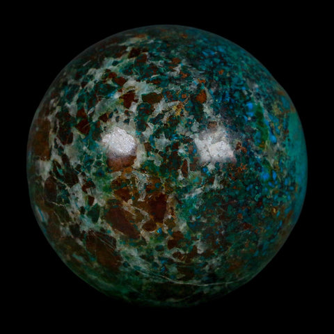 XL 59MM Polished Chrysocolla And Malachite Mineral Sphere Peru - Fossil Age Minerals