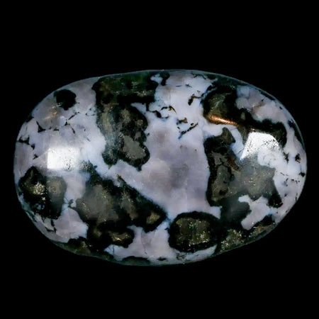 2.1" Natural Gabbro Polished Palm Stone Mineral Calcium Plagioclase Madagascar