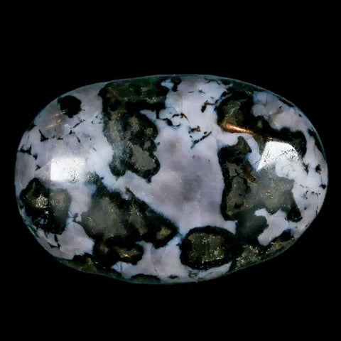 2.1" Natural Gabbro Polished Palm Stone Mineral Calcium Plagioclase Madagascar - Fossil Age Minerals