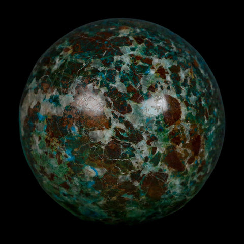 XL 59MM Polished Chrysocolla And Malachite Mineral Sphere Peru - Fossil Age Minerals