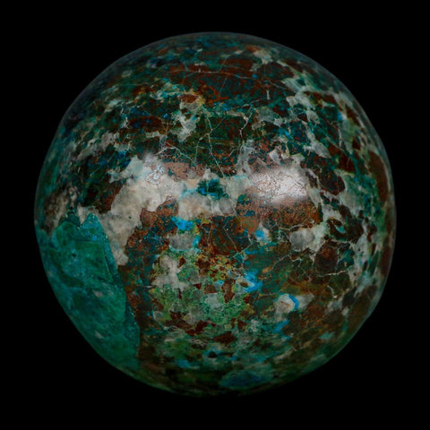 XL 59MM Polished Chrysocolla And Malachite Mineral Sphere Peru - Fossil Age Minerals
