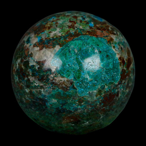 XL 59MM Polished Chrysocolla And Malachite Mineral Sphere Peru - Fossil Age Minerals
