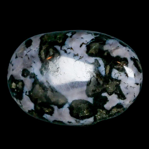 2.1" Natural Gabbro Polished Palm Stone Mineral Calcium Plagioclase Madagascar - Fossil Age Minerals