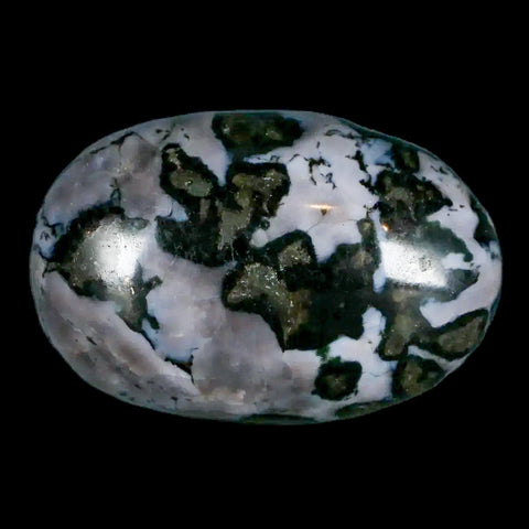 2.1" Natural Gabbro Polished Palm Stone Mineral Calcium Plagioclase Madagascar - Fossil Age Minerals