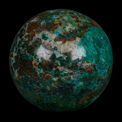 XL 59MM Polished Chrysocolla And Malachite Mineral Sphere Peru - Fossil Age Minerals