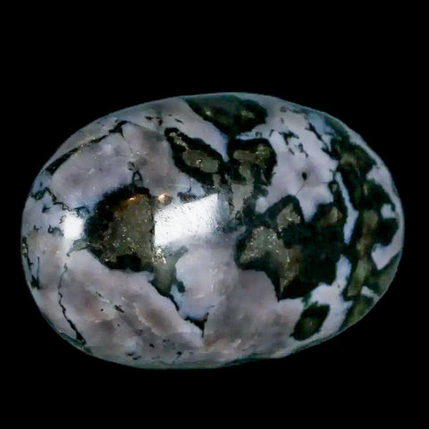 2.1" Natural Gabbro Polished Palm Stone Mineral Calcium Plagioclase Madagascar - Fossil Age Minerals