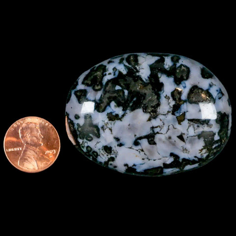 2.2" Natural Gabbro Polished Palm Stone Mineral Calcium Plagioclase Madagascar - Fossil Age Minerals