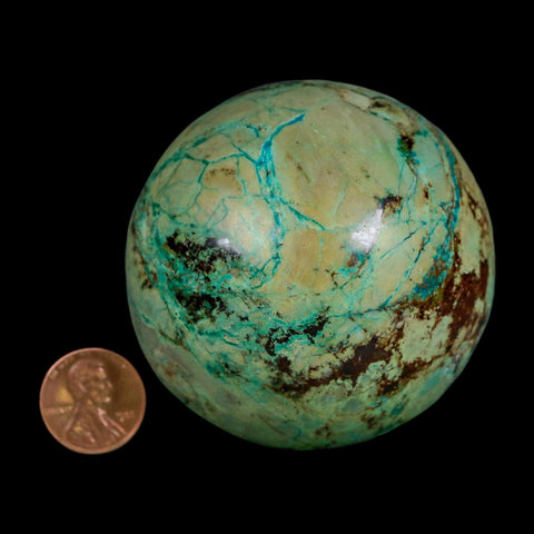 XL 63MM Polished Chrysocolla And Malachite Mineral Sphere Peru - Fossil Age Minerals