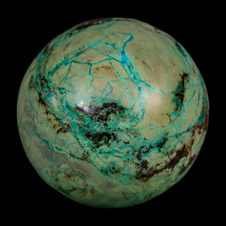XL 63MM Polished Chrysocolla And Malachite Mineral Sphere Peru
