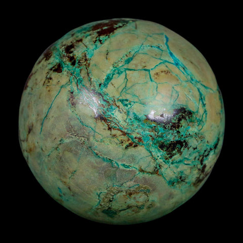 XL 63MM Polished Chrysocolla And Malachite Mineral Sphere Peru - Fossil Age Minerals