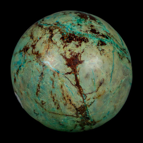 XL 63MM Polished Chrysocolla And Malachite Mineral Sphere Peru - Fossil Age Minerals