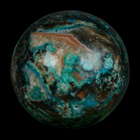 XL 61MM Polished Chrysocolla, Malachite, Crystal Mineral Sphere Peru