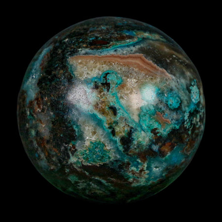 XL 61MM Polished Chrysocolla, Malachite, Crystal Mineral Sphere Peru