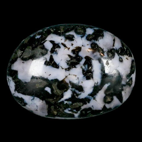2" Natural Gabbro Polished Palm Stone Mineral Calcium Plagioclase Madagascar - Fossil Age Minerals