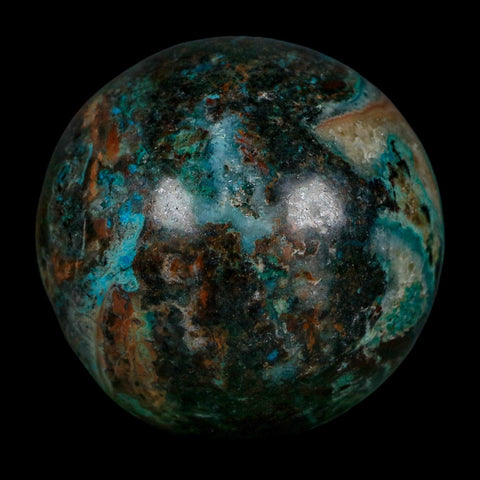 XL 61MM Polished Chrysocolla, Malachite, Crystal Mineral Sphere Peru - Fossil Age Minerals