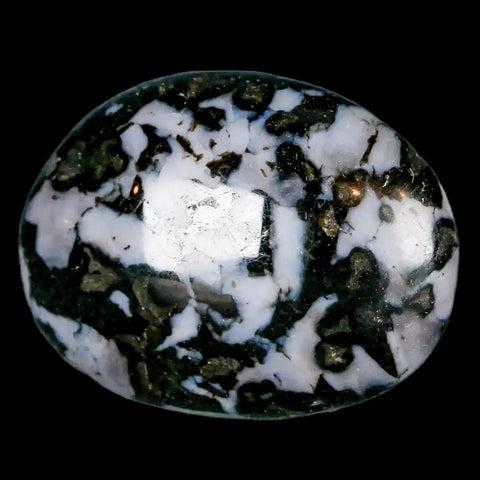 2" Natural Gabbro Polished Palm Stone Mineral Calcium Plagioclase Madagascar - Fossil Age Minerals