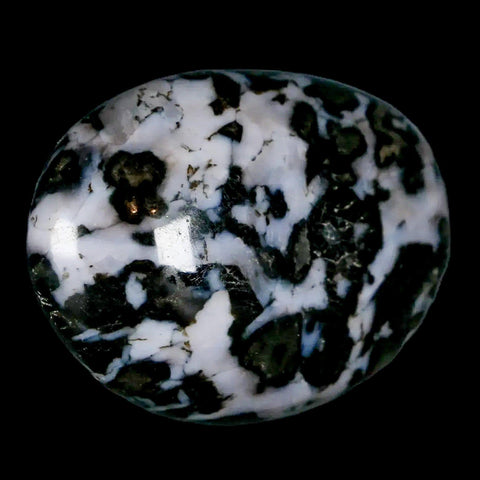 2" Natural Gabbro Polished Palm Stone Mineral Calcium Plagioclase Madagascar - Fossil Age Minerals