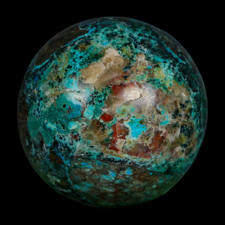 XL 60MM Polished Chrysocolla, Malachite, Crystal Mineral Sphere Peru