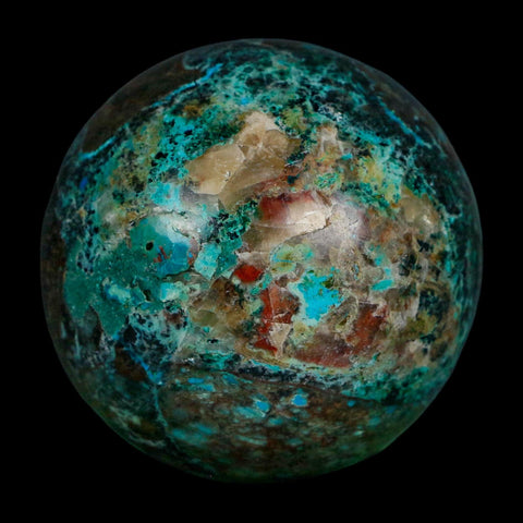 XL 60MM Polished Chrysocolla, Malachite, Crystal Mineral Sphere Peru - Fossil Age Minerals