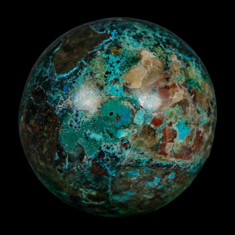 XL 60MM Polished Chrysocolla, Malachite, Crystal Mineral Sphere Peru - Fossil Age Minerals