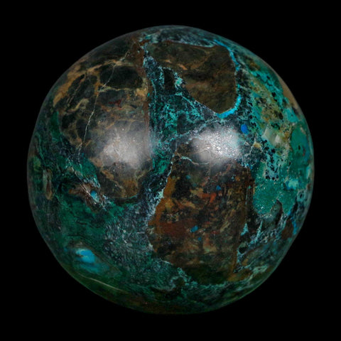 XL 60MM Polished Chrysocolla, Malachite, Crystal Mineral Sphere Peru - Fossil Age Minerals