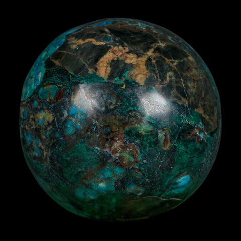 XL 60MM Polished Chrysocolla, Malachite, Crystal Mineral Sphere Peru - Fossil Age Minerals