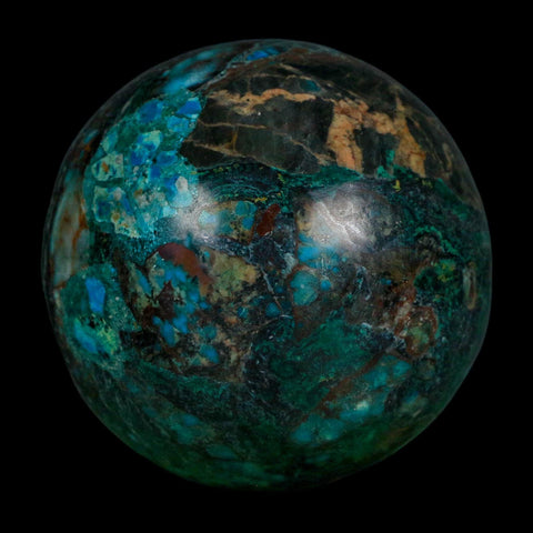 XL 60MM Polished Chrysocolla, Malachite, Crystal Mineral Sphere Peru - Fossil Age Minerals
