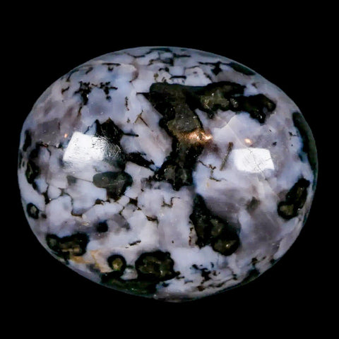 1.7" Natural Gabbro Polished Palm Stone Mineral Calcium Plagioclase Madagascar - Fossil Age Minerals