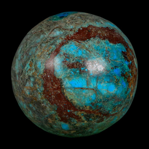 XL 65MM Polished Chrysocolla, Malachite, Crystal Mineral Sphere Peru - Fossil Age Minerals