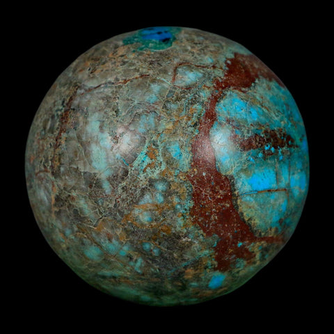 XL 65MM Polished Chrysocolla, Malachite, Crystal Mineral Sphere Peru - Fossil Age Minerals