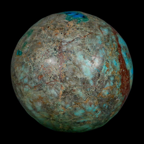 XL 65MM Polished Chrysocolla, Malachite, Crystal Mineral Sphere Peru - Fossil Age Minerals