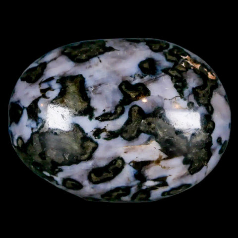 1.9" Natural Gabbro Polished Palm Stone Mineral Calcium Plagioclase Madagascar - Fossil Age Minerals