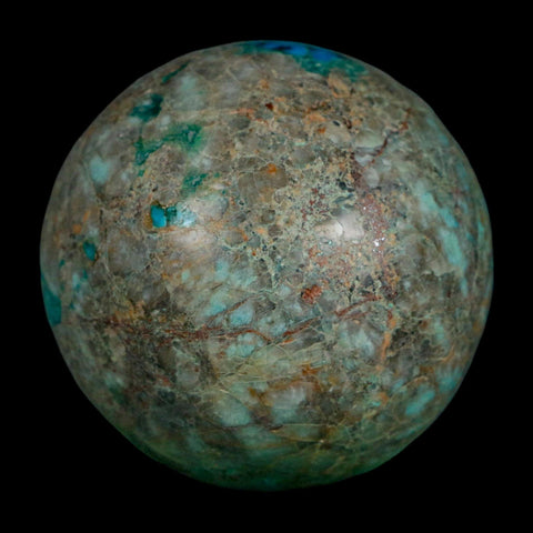 XL 65MM Polished Chrysocolla, Malachite, Crystal Mineral Sphere Peru - Fossil Age Minerals