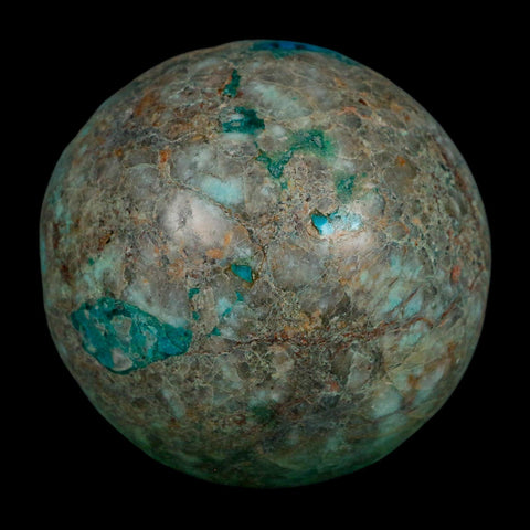 XL 65MM Polished Chrysocolla, Malachite, Crystal Mineral Sphere Peru - Fossil Age Minerals