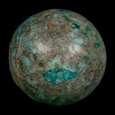 XL 65MM Polished Chrysocolla, Malachite, Crystal Mineral Sphere Peru - Fossil Age Minerals