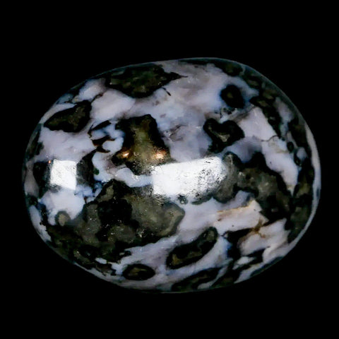 1.9" Natural Gabbro Polished Palm Stone Mineral Calcium Plagioclase Madagascar - Fossil Age Minerals