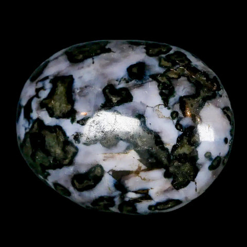 1.9" Natural Gabbro Polished Palm Stone Mineral Calcium Plagioclase Madagascar - Fossil Age Minerals