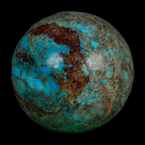 XL 65MM Polished Chrysocolla, Malachite, Crystal Mineral Sphere Peru - Fossil Age Minerals