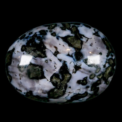 1.9" Natural Gabbro Polished Palm Stone Mineral Calcium Plagioclase Madagascar - Fossil Age Minerals