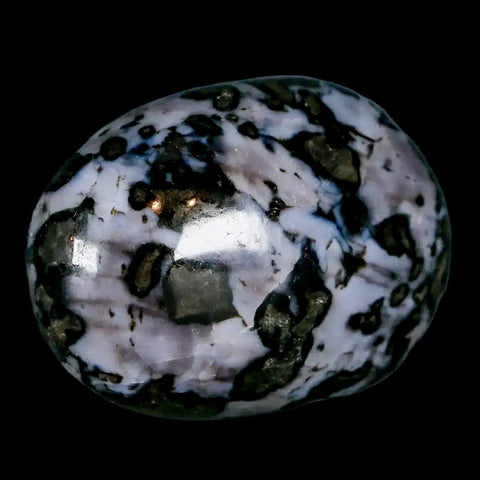 1.9" Natural Gabbro Polished Palm Stone Mineral Calcium Plagioclase Madagascar - Fossil Age Minerals