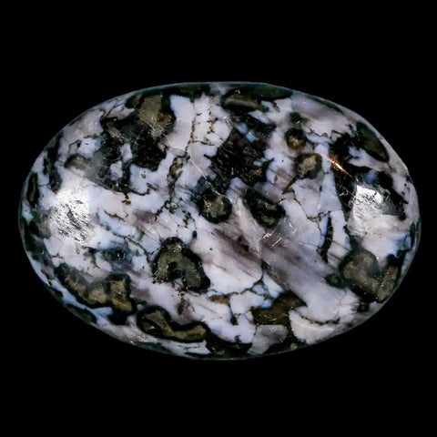 2.1" Natural Gabbro Polished Palm Stone Mineral Calcium Plagioclase Madagascar - Fossil Age Minerals