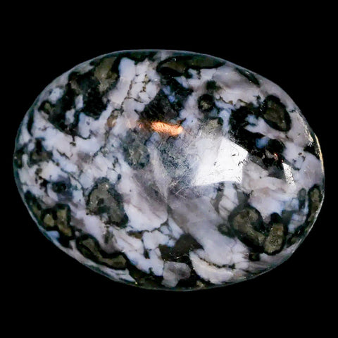 2.1" Natural Gabbro Polished Palm Stone Mineral Calcium Plagioclase Madagascar - Fossil Age Minerals