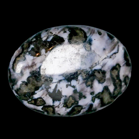 2.1" Natural Gabbro Polished Palm Stone Mineral Calcium Plagioclase Madagascar - Fossil Age Minerals